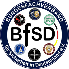 Logo des Bundesfachverbands für Sicherheit in Deutschland e.V. mit allen Fachbereichssymbolen