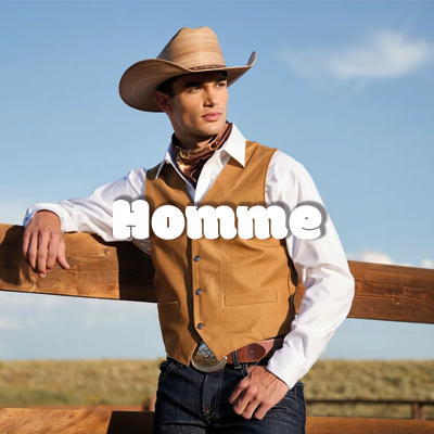 Bouton vers section Homme, photo d'un cowboy