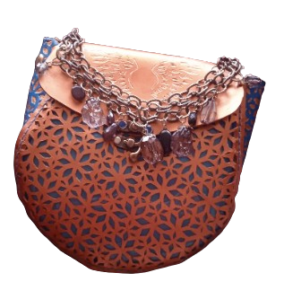 sac en cuir marron western de face