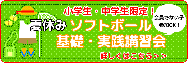 小学生・中学生限定　夏休みソフトボール基礎・実践講習会！　プロの指導でぐーんと上手くなる