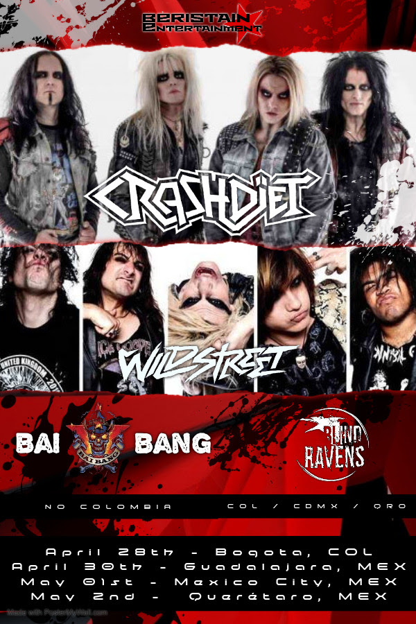 WILDSTREET, Tour ,Colombia, Mexico, 2021, CrashDiet, Bai Bang, rockers and other animals, hard rock, glam rock