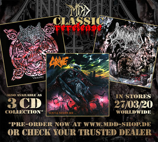 Death Metal, Century Media, GRAVE, classic, MDD Records, UNLEASHED, Live in Katowice 1995, Live in Vienna 1993, You'll Never See, Shadows, Victory, Rockers And Other Animals, News