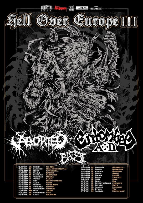 Century Media Records, ABORTED, ENTOMBED A.D.,BAEST, Hell Over Europe III Tour 2019, News Rockers And Other Animals, Rock News, Rock Magazine, Rock Webzine, rock news, sleaze rock, glam rock, hair metal, heavy metal