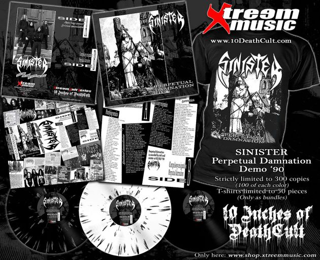 SINISTER, Pre-order, 10" vinyl, T-Shirt, European Death Metal, demos, Perpetual Damnation, rockers and other animals, news, Xtreem Music