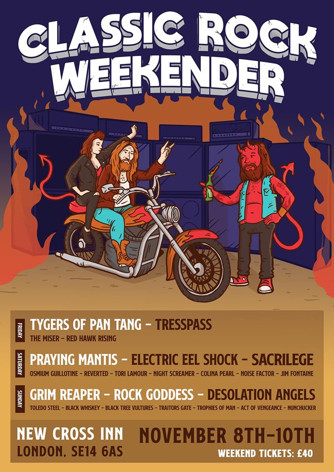 SACRILEGE, New Cross Inn, Classic Rock Weekender, Saturday 9th November, Bill Beadle, Neil Turnbull, Paul Macnamara, Jeff Rolland,The Court Of the Insane, Tygers Of Pan Tang,Trespass, Praying Mantis', Desolation Angels,rockers and other animals