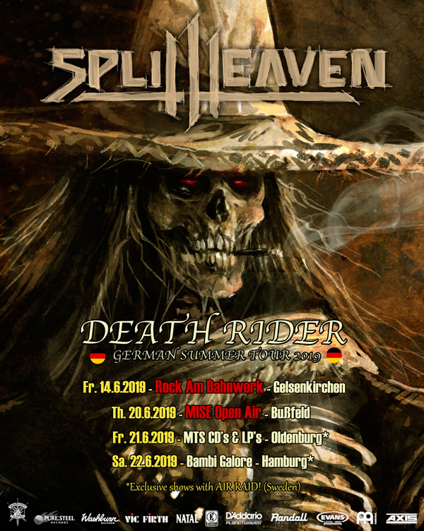 pure steel Split Heaven German Summer Tour 2019 Air Raid Steel Crusher Exumer, Tankard, Holy Moses, Darkness, Parasite Inc., Rockers And Other Animals, Rock News, Rock Magazine, Rock Webzine, rock news, sleaze rock, glam rock, hair metal,Screamer