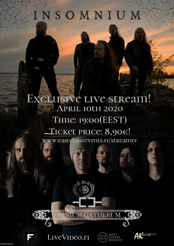 INSOMNIUM, OMNIUM GATHERUM, melodic death metal, live stream concert,Century Media Records, rockers and other animals, news