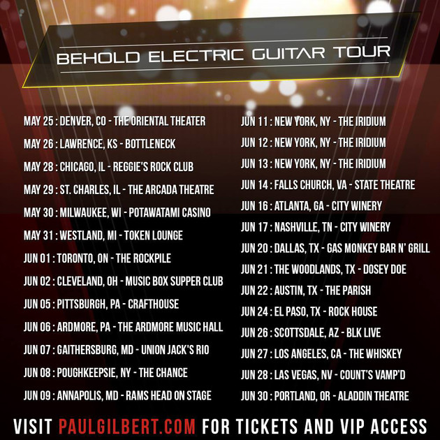 Paul Gilbert, upcoming Album, Behold Electric Guitar, tour, Rockers And Other Animals, Rock News, Rock Magazine, Rock Webzine, rock news, sleaze rock, glam rock, mascotlabel, hair metal, Racer X,Mr.Big