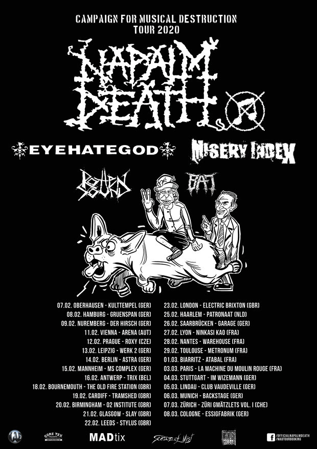 NAPALM DEATH, Digital EP, Campaign For Musical Destruction, tour, 2020, rockers and other animals