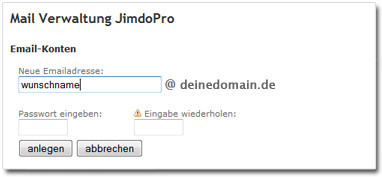 Screenshot: Wunsch-Mailadresse eingeben und speichern