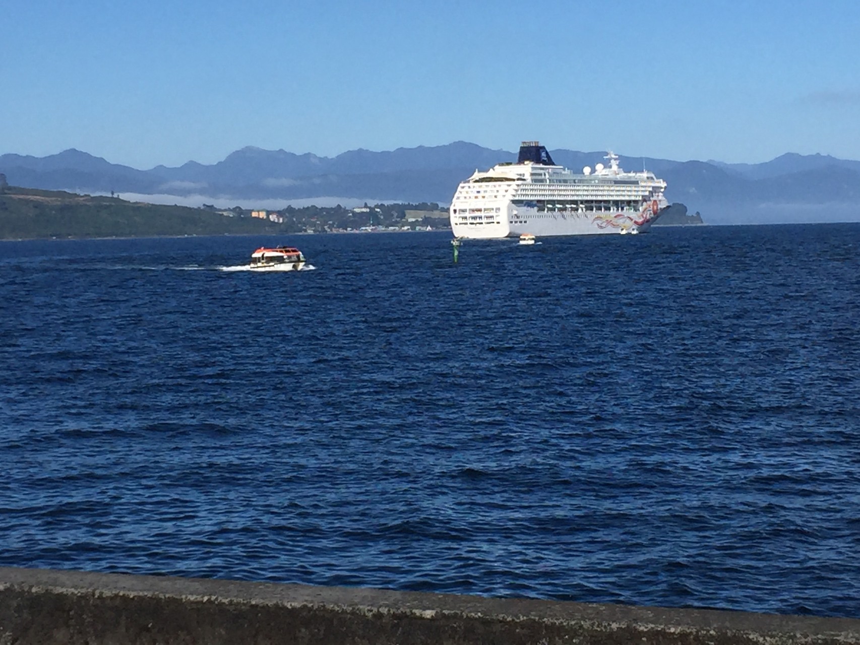 Kreuzschiff in der Bucht von Puerto Montt