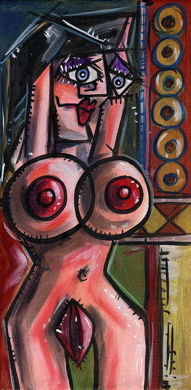 "Picasso Stayle Erotic Art XIV" - Acryl auf Leinwand - 2013 - 15 x 30 cm