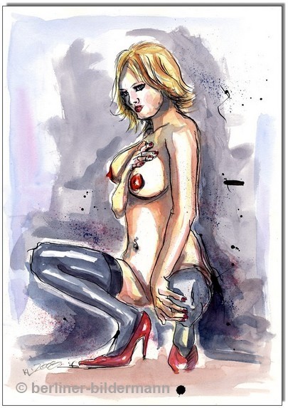 “Erotic Fine Art III” /  30×40 cm/ Aquarellfarbe, Chinatusche 