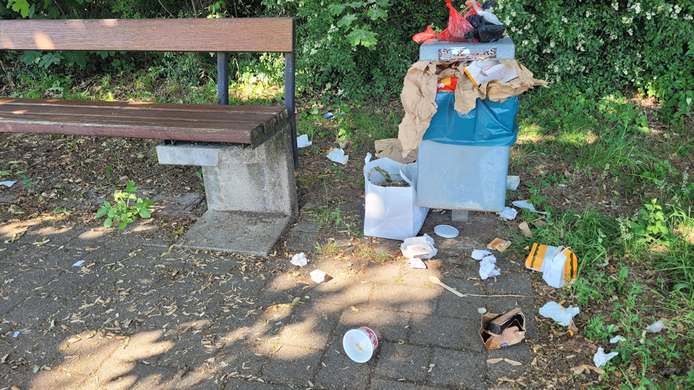 Müll an Parkbänken