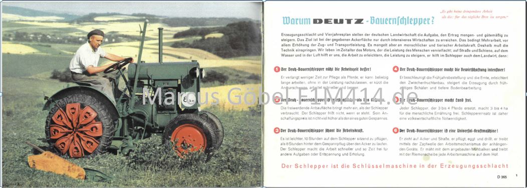 F1M414 Prospekt Bauernschlepper Elfer Deutz