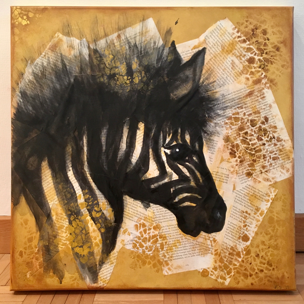 "Buchbild" - Zebra (25 x 25 /Acquarell)
