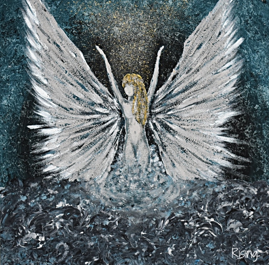 Rising White-Angel (Acryl/Struktur, 60x60)