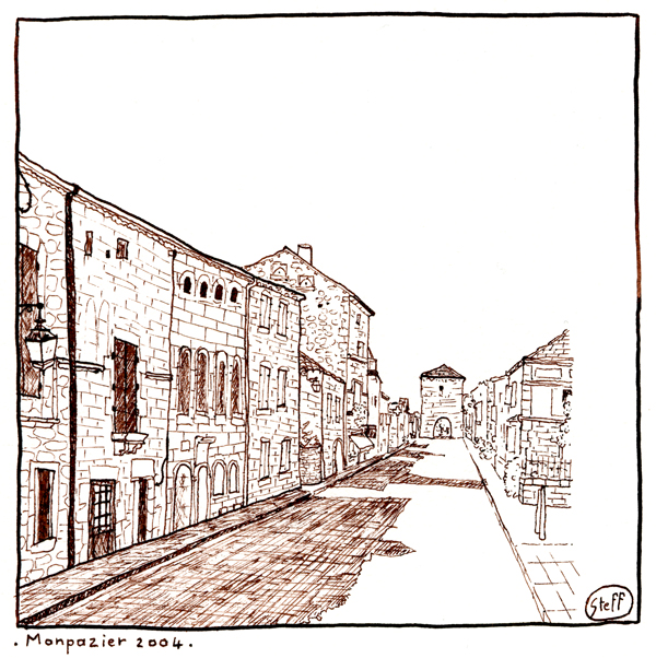 Une rue de Monpazier en Dordogne