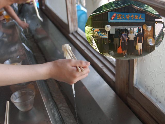 つゆのお代わりも自由で、食べ放題の流しそうめん
