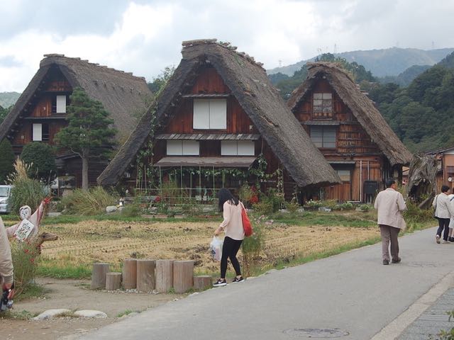 真ん中の合掌造りの民家は喫茶店
