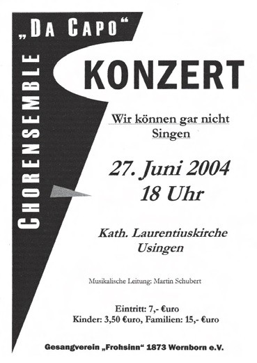 Plakat für das Konzert von Da Capo in Usingen 2004