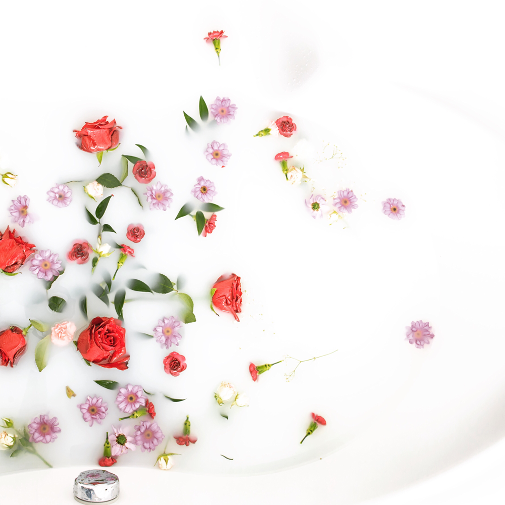 Milchbad mit Blüten (c) stockphoto