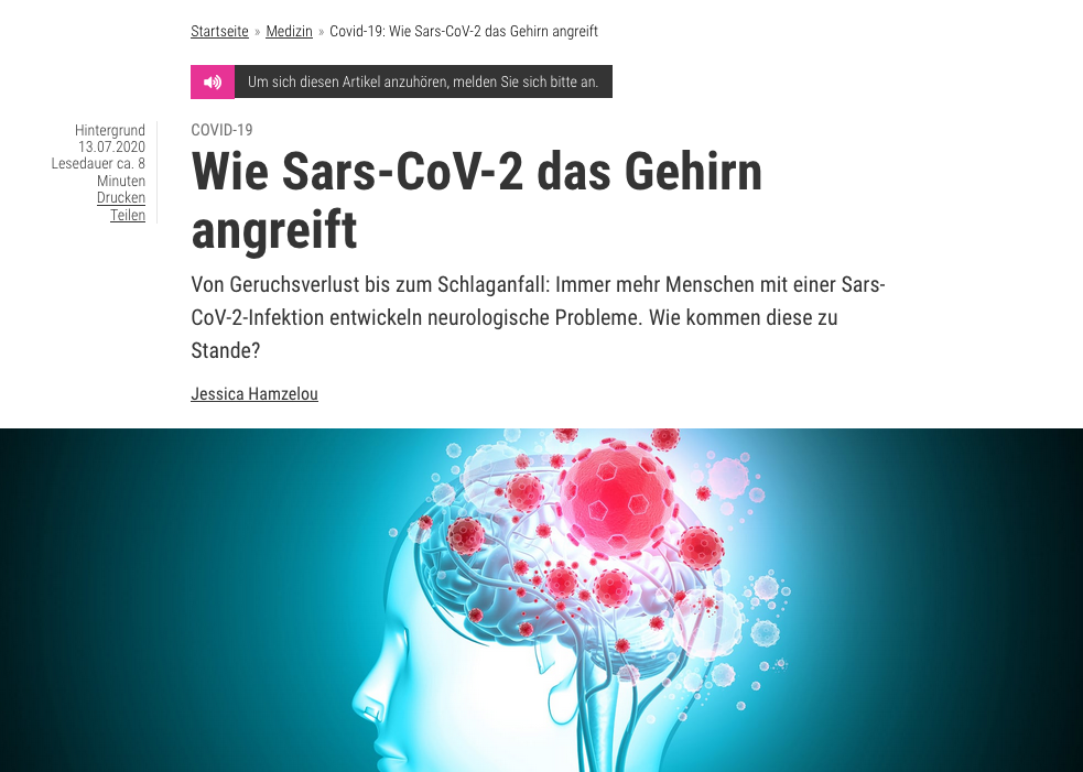 SARS-COV-2 geht auf's Gehirn? Oder wenn die Headline nicht zum Inhalt passt.