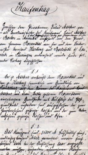 Der Kaufvertrag aus dem Jahr 1904 über den Kauf der Immobilie in der Karlshafener Str. 4, dem damaligen Geschäftshaus der Firma.