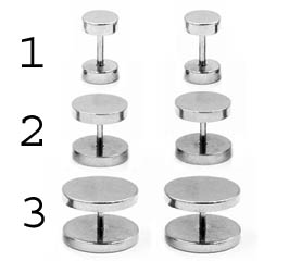 Limok 4 Paia Orecchini A Cerchio Finti Plug In Acciaio Inox - 8mm - Argento, Oro, Nero, Rosa