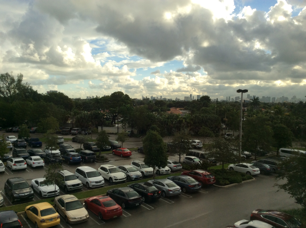 Wolken? Regen? Das Wetter in Miami hat noch Potential:) aber mit 23 Grad am Morgen ok.