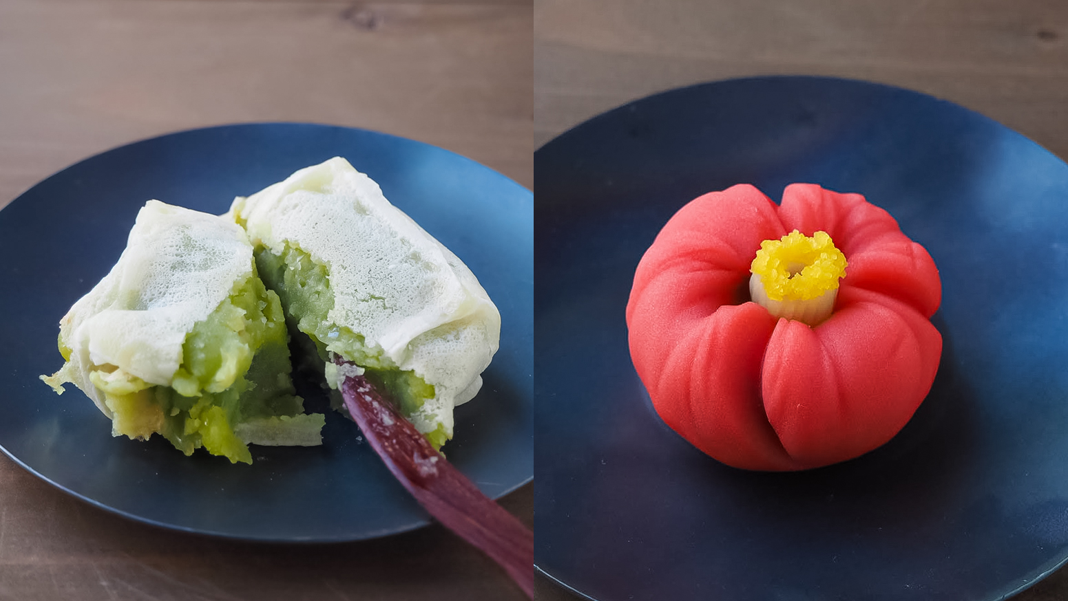 「うぐいすバターきんつば」・練り切りの「藪椿」