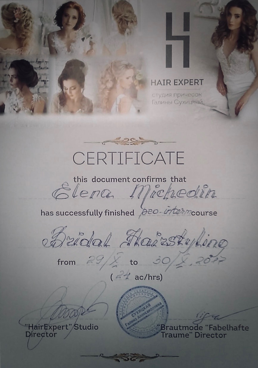 Zertifikat Bridal Hairstyling