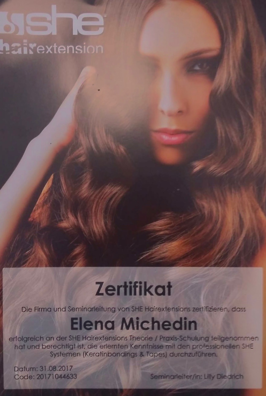 Zertifikat SHE Hairextensions