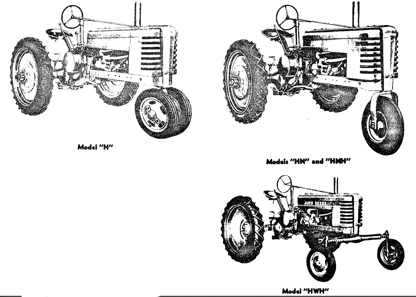 John Deere Modell H Traktor Ausführungen (Quelle: Hersteller)