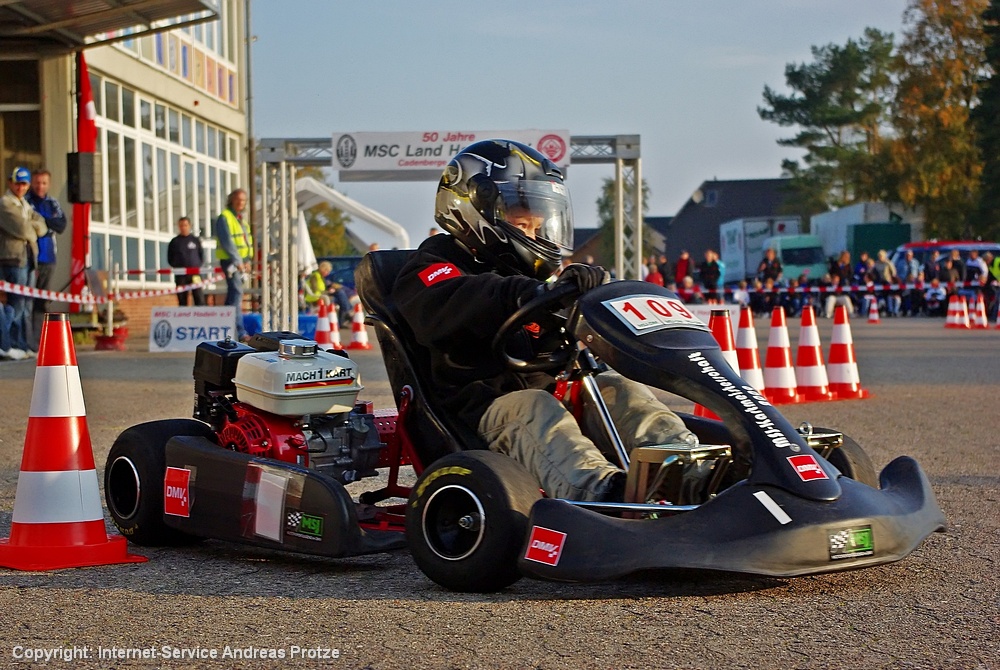 Mit der Nr. 109 unterwegs war Mick Macherey vom Jugend-Kart-Verein Aldenhoven (bei Jülich, Westfalen). Er wurde Zehnter.