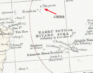 1887年、スタンフォード社「China」(オーストラリア国立図書館蔵)。尖閣の魚釣島(hoapin―su)が国境線の東側にあり、日本領として描かれている