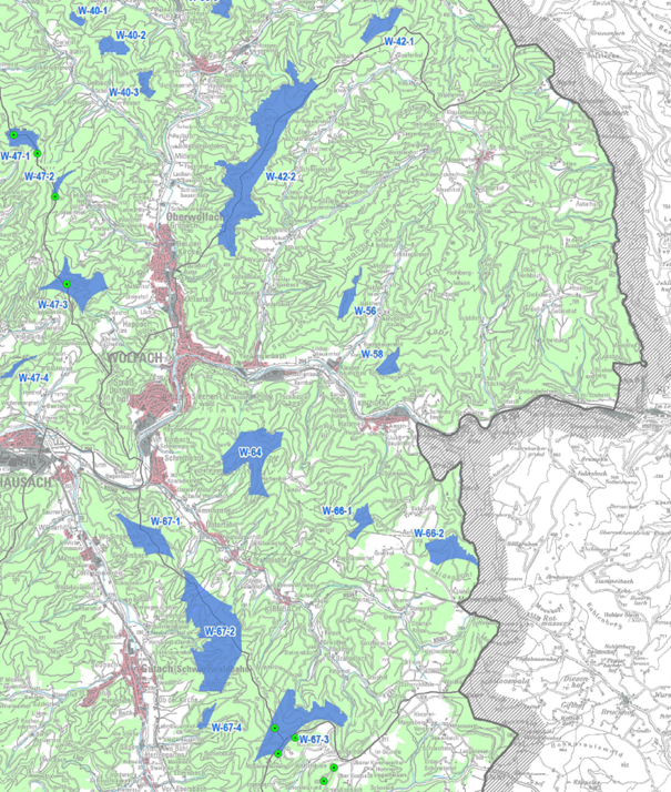 Plangebiet für Wolfach  /  Quelle: Ausschnitt aus Originalkarte des Regionalverbands Südlicher Oberrhein