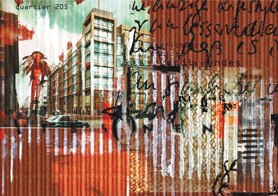 Reihe so gesehen berlin, Barbie in der Friedrichstraße, digitale Collage/Malerei, 1996