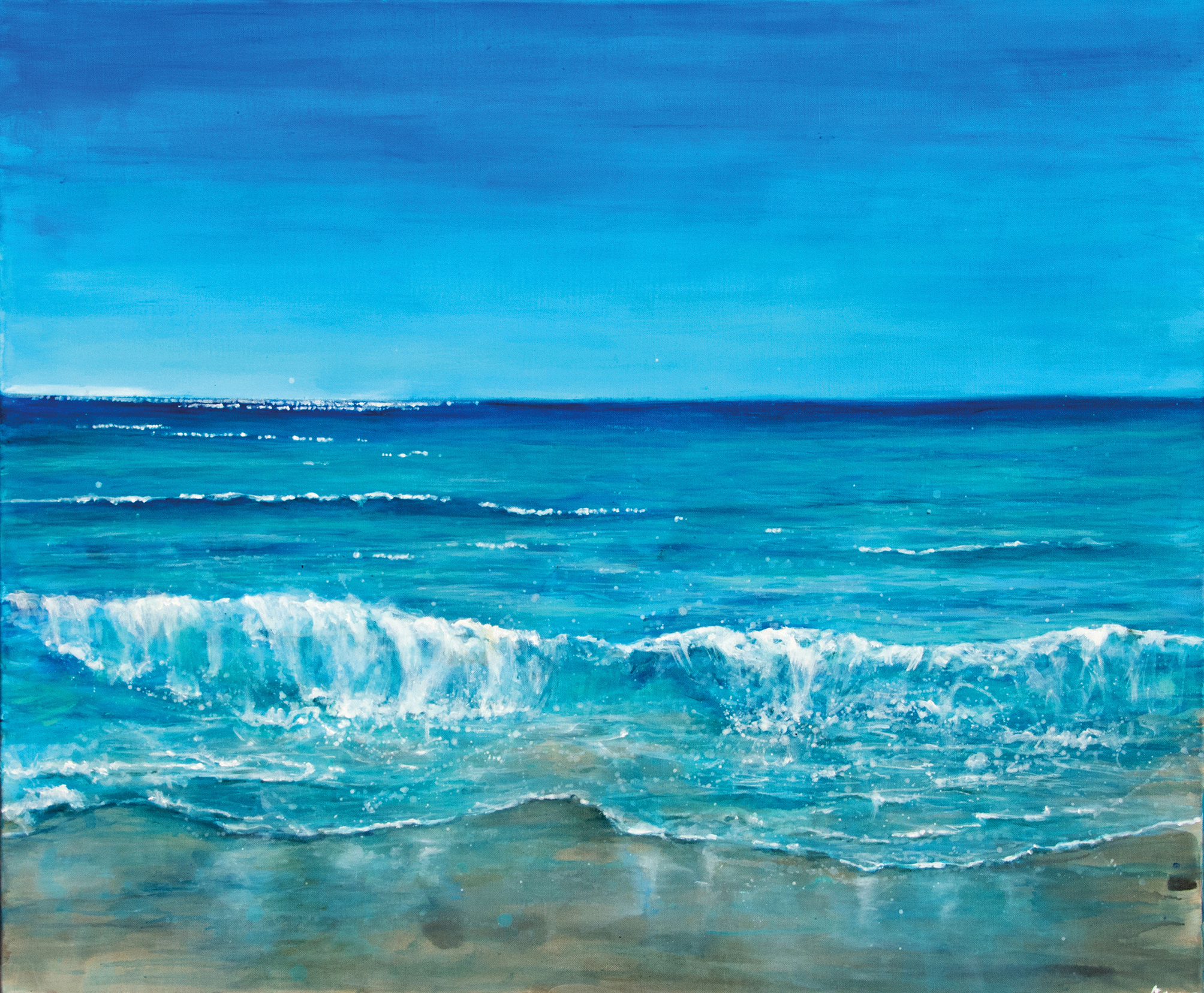 dans le bleu: mer et plage, 2018, Acryl auf Leinwand, 100 x 120 cm