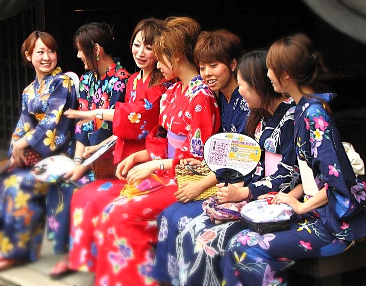 Japanese Girls in Yukata (Summer Kimono). It is the sign of summer in Japan Source: Wikipedia