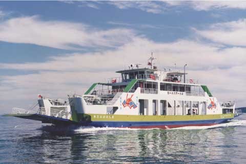 The ship to take you to the rabbit island Source: Omishima Ferry line