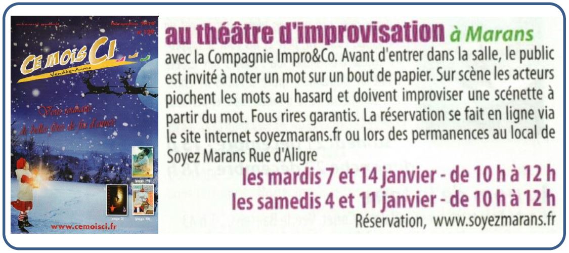 Théâtre d'improvisation - Ce mois ci - Décembre 2019