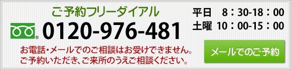 ご予約フリーダイアル0120-976-481