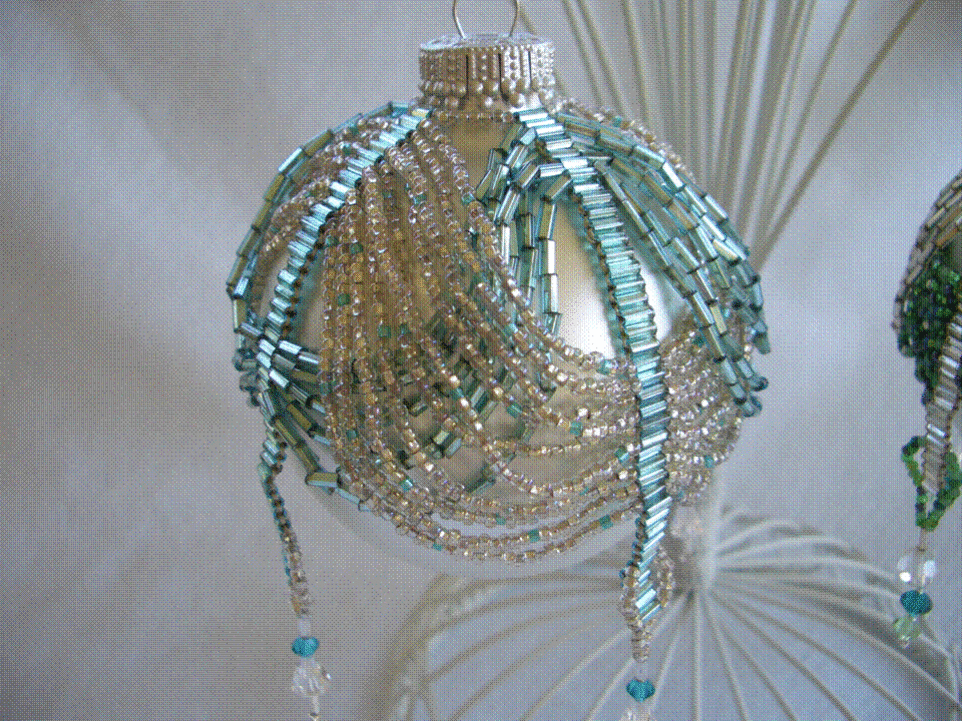 Hand Stitched Beaded Swag Ornament Covers