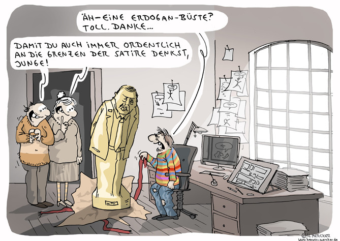 tagesaktueller Cartoon zur Staatsaffäre um Jan Böhmermann