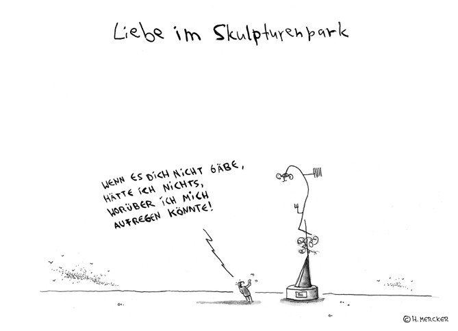 Cartoon "Liebe im Skulpturenpark"