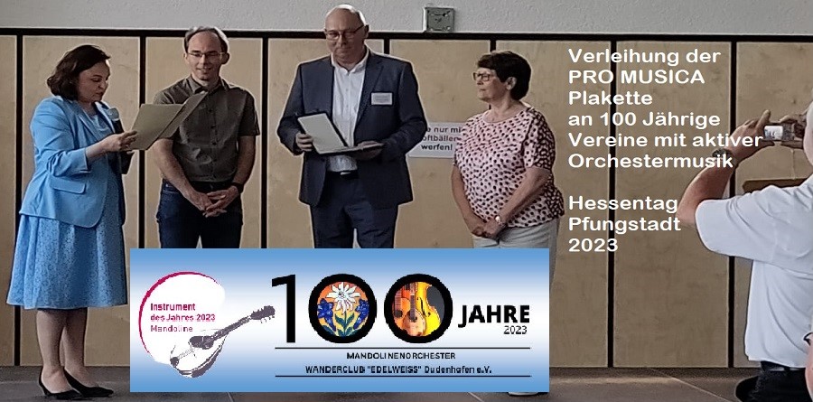2023_06_11 Wir sind Jetzt 100! Urkunde PRO MUSICA Plakette unterzeichnet vom Bundespräsidenten Frank Walter Steinmeier