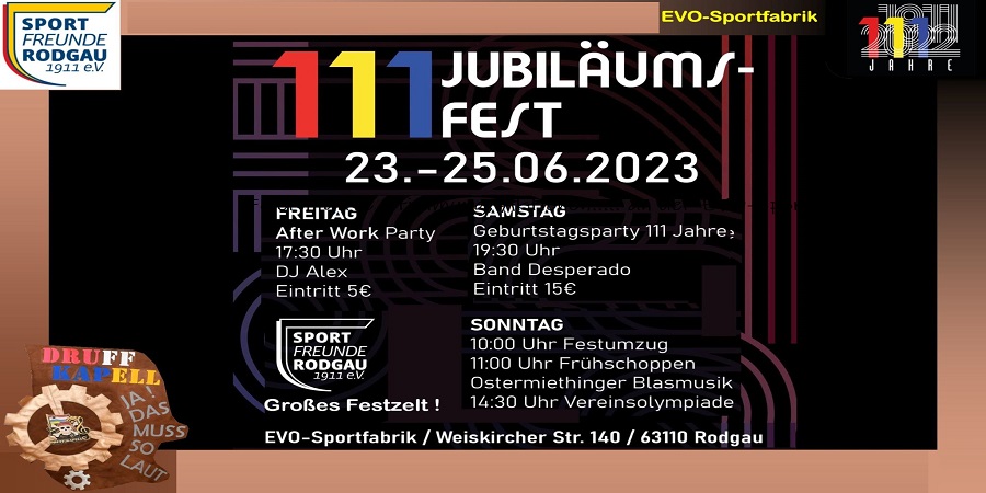 23.-25.6.2023 111 Jahre Sportfreunde Rodgau