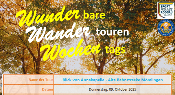 09.10.2025 WUNDERbare WANDERtouren Wochentags