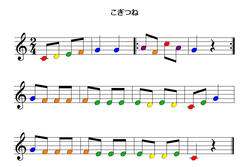 色音符の楽譜を使っています